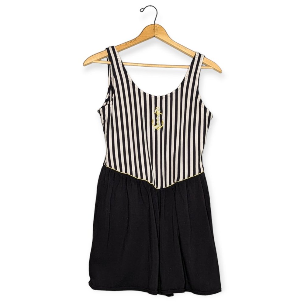Vintage Tahiti Black & White Nautical One Piece Swimsuit Size 24W